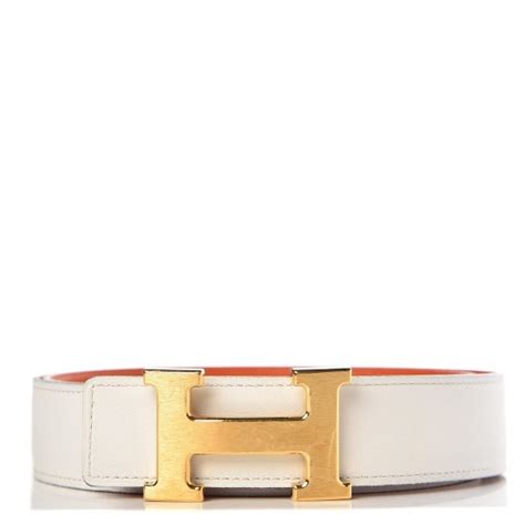 HERMES Swift Epsom 32mm H Belt 90 Orange White